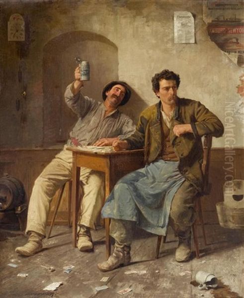 Zwei Arbeiter Beim Kartenspiel - view 1