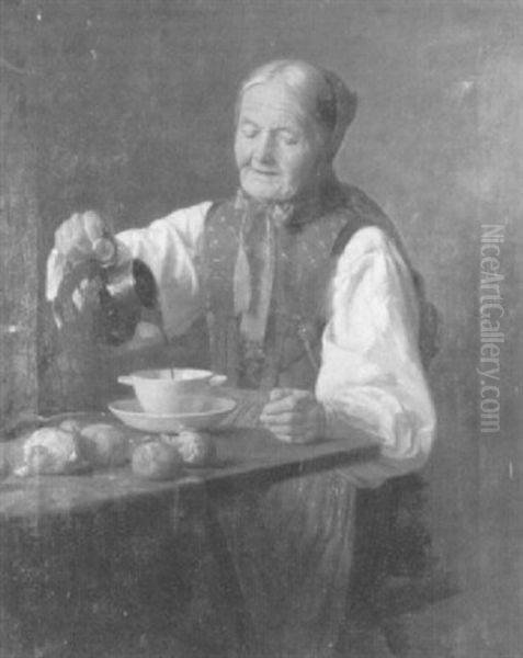 Alte Bauerin Bei Einer Mahlzeit - view 1