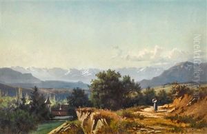 Vue Sur Le Village De Bourget by Niklaus von Pfyffer