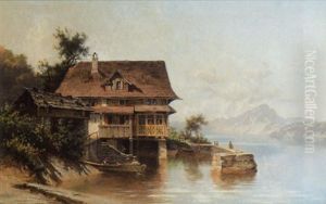 Das Haub Treib Am Vierwaldstattersee Mit Blick Auf Den Pilatus