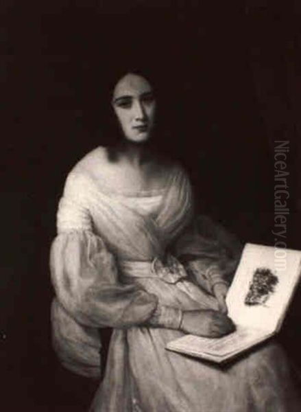 Portrait Of A Woman Holding A Book - view 1