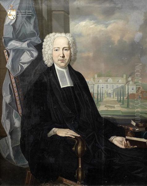 Portrait Of Reverend John Coker (1697-1765) Of Langton, Dorset And Woodcotes, Three-quarter-length, Seated Holding A Bible With Langton House Beyond; And Portrait Of Mrs Elizabeth Coker (1710-1765) - view 1