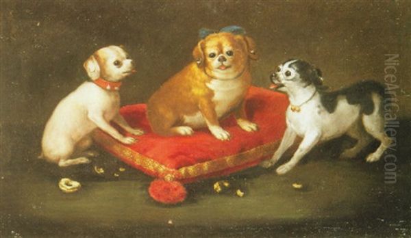 Three Pug Dogs - view 1