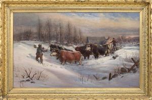 Driving The Cattle Through The Snow by William Preston Phelps