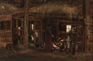 Interior Of The Barn At Chesham by William Preston Phelps