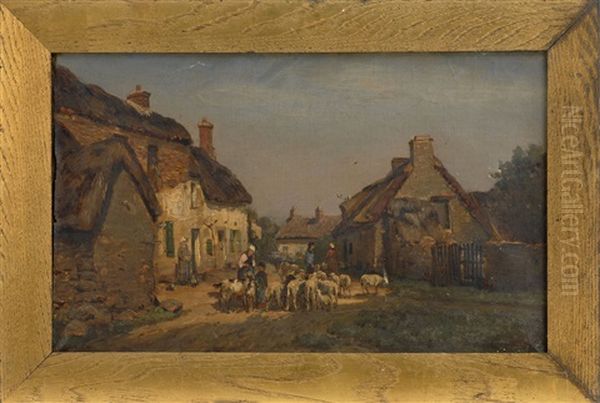 European Village Scene With Sheep - view 1