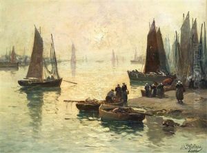Bretonischer Fischerhafen Im Stimmungsvollen Abendlicht