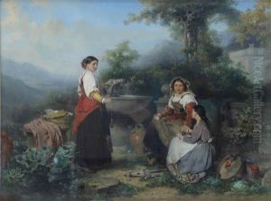 Near The Fountain by Karel Frans Philippeau