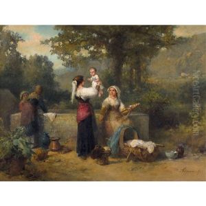 Italienerinnen Am Brunnen by Karel Frans Philippeau