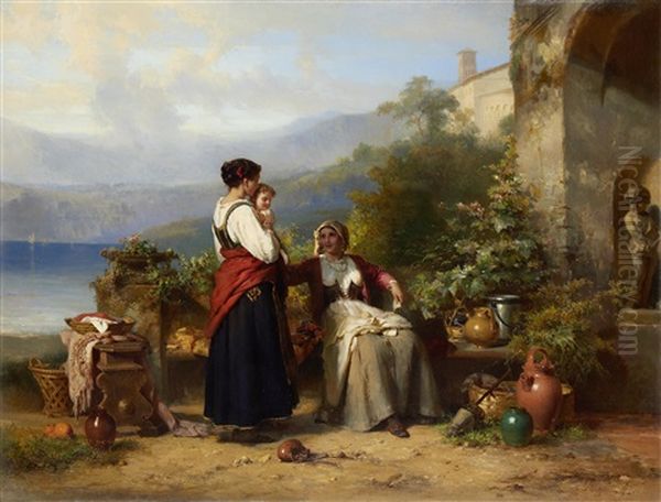 An Italian Family On A Terrace - view 1