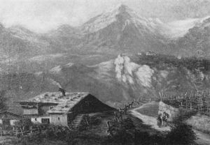 Gebirgslandschaft Mit Bauernhaus