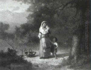 Mother And Her Children by Karel Frans Philippeau