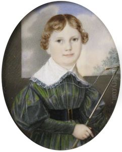 A Boy, Head And Shoulders, Holding A Whip