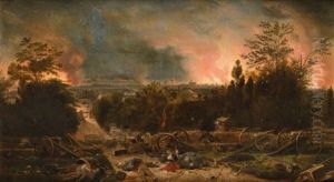 Paris En Feu Sous La Commune, Vue Depuis Le Pere Lachaise