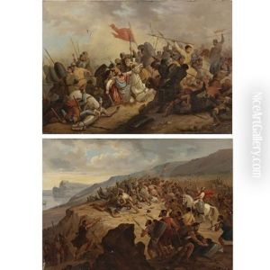 Two Scenes Of Battle (pair) by Henri Felix Emmanuel Philippoteaux