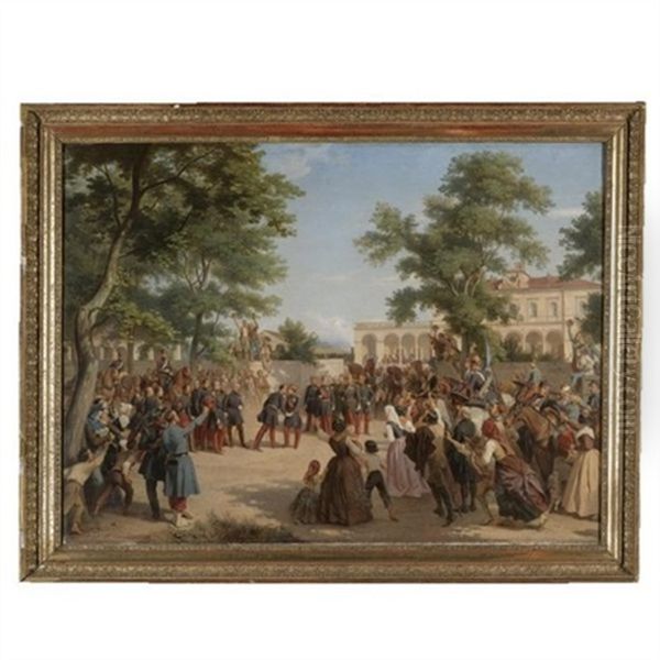 The Emperor Napoleon Iii Greeting General Forey At Voghera Station, The Day After The Battle Of Montebello - view 1