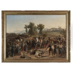Troops Praising General Forey After Their Victory At The Battle Of Montebello On 20 May 1859 by Henri Felix Emmanuel Philippoteaux