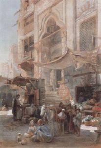 Scene De Marche Au Caire by Paul Dominique Philippoteaux