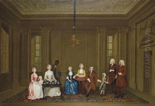 Group Portrait Of A Family (the Vernon Family?) With A Servant - view 1