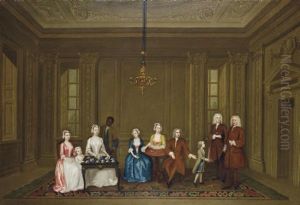 Group Portrait Of A Family (the Vernon Family?) With A Servant by Charles Philips