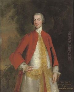 Portrait Of George, 1st Baron Vernon Of Sudbury, Derbyshire, In A Red Coat And White Waistcoat With Gold Trim, In A Landscape