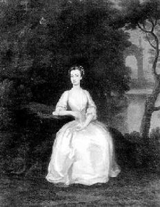 Portrait Of A Lady Wearing A White Silk Dress And Holding A Flower