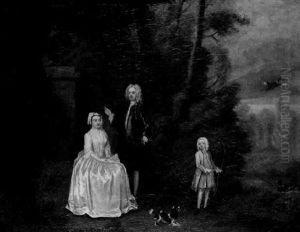 A Family Relaxing In A Park, The Boy Holding A Bow And Arrow by Charles Philips