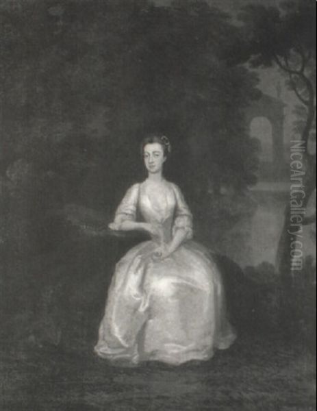 Portrait Of A Lady, Seated In A Lake Landscape - view 1