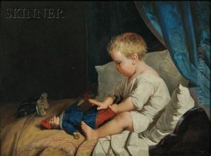 Seated Young Boy At Play by Frank Albert Philips