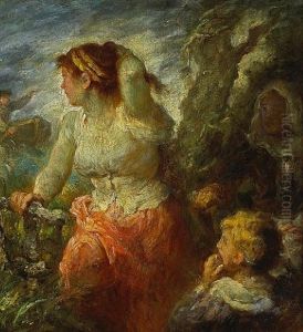 A Study Of A Woman With A Child By Her Side by Hermann Philips