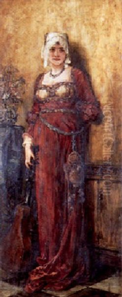 Young Woman In An Interior With A Viola - view 1