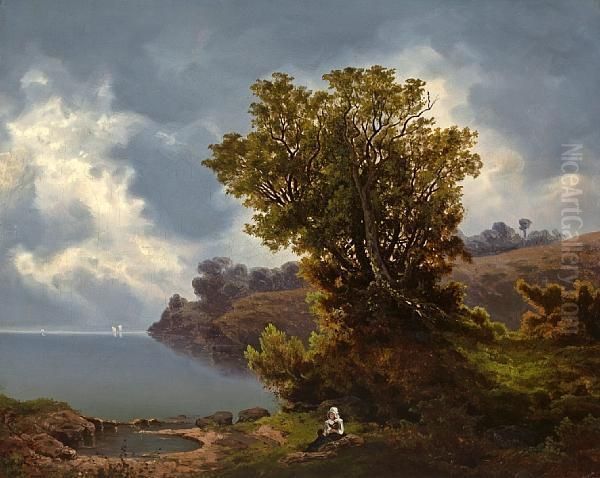 Two Figures Seated Under A Tree, A Stormapproaching Beyond - view 1