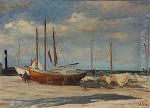 Harbour Scene From Dragor, Denmark by Sally Nikolai Philipsen
