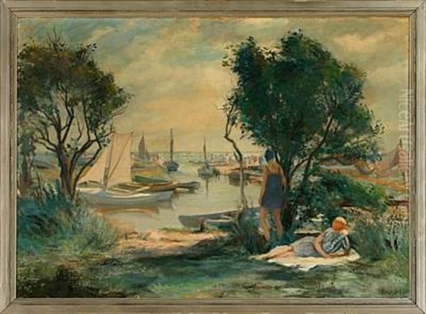 Summer Day At Walloe's Harbour In Dragor - view 1