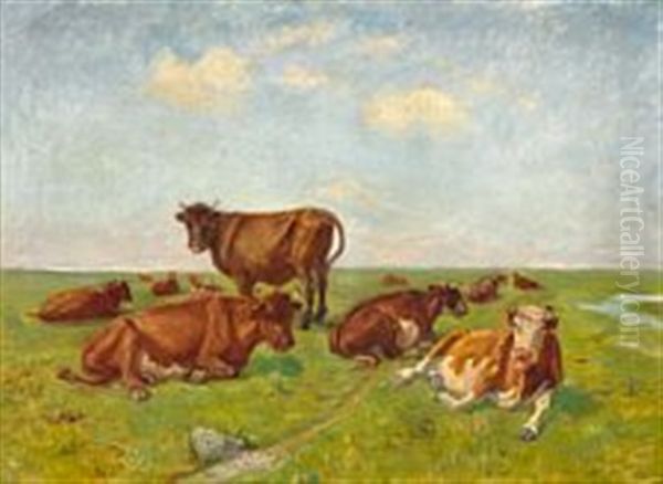 Cows Grazing On Saltholm by Theodor Esbern Philipsen