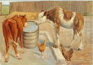 Calves At The Watering Place On Saltholm by Theodor Esbern Philipsen