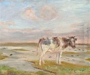 A Grazing Cow In Stormy Weather by Theodor Esbern Philipsen