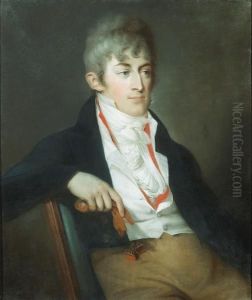 A Portrait Of A Gentleman, Half-length, Seated, Wearing A Blue Coat, Thought To Be Graf Moritz Fries by Jacob Conrad Bodemer