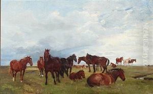 Horses On Saltholm, Denmark by Theodor Esbern Philipsen