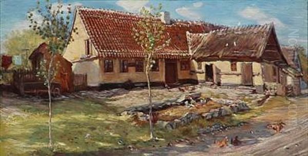 Chicken In Front Of A Farmhouse (in Rorvig?) - view 1