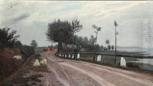 Landevej V. Faxe 1870 by Theodor Esbern Philipsen