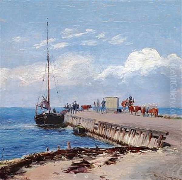 Brakkebroen Paa Saltholmen - Udskibning Af Kreaturer (brakkebroen Landing Stage On Saltholm) - view 1