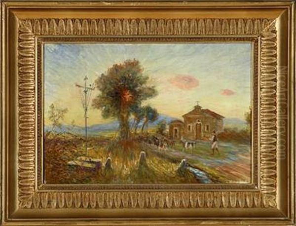 Italian Landscape With Shepherds And Their Donkeys - view 1
