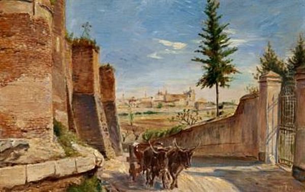 Bag Roms Mure Seet Fra Via Latina Ud Imod Lateran Kirken - view 1