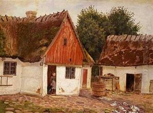 Strataekt Bondegard Med En Bondepige I Dorabningen by Theodor Esbern Philipsen