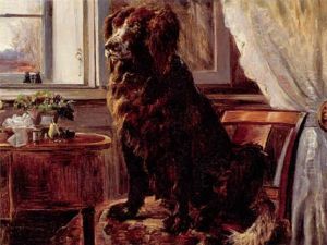 Interior Med Hund, Der Sidder Pa En Stol Interior Med Hund, Der Sidder Pa En Stol
