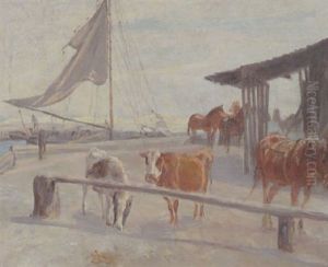 Udskibning Af Kreaturer Fra Kastrup Havn by Theodor Esbern Philipsen