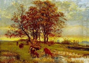 Svendstrup Mark Ved Borup, Efterarslandskab Med Kreaturer by Theodor Esbern Philipsen