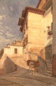 Gade I Granada. Med Pak+sel. Hvide Huse I Sol Gade I Granada. Med Pak+sel. Hvide Huse I Sol