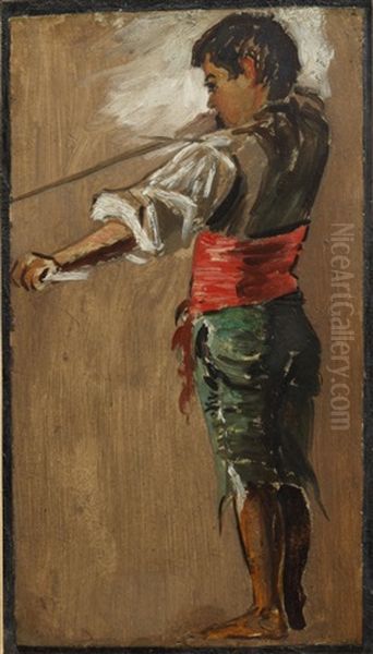 Study For Spanish Boys Playing At Bullfighting - view 1